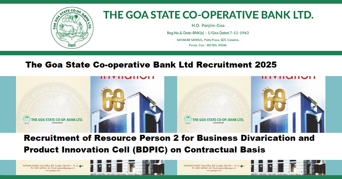 The Goa State Co operative Bank Ltd Recruitment 2025